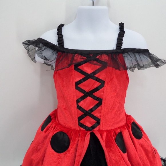 "AUTHENTIC KIDS" RED & BLACK LADY BUG HALLOWEEN TUTU DRESS COSTUME: 6 X - Picture 2 of 5